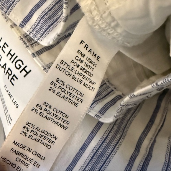 New FRAME Le High Flare Surfer Stripe High Waist Jeans Dutch Blue Multi NWT 25 - Picture 16 of 16